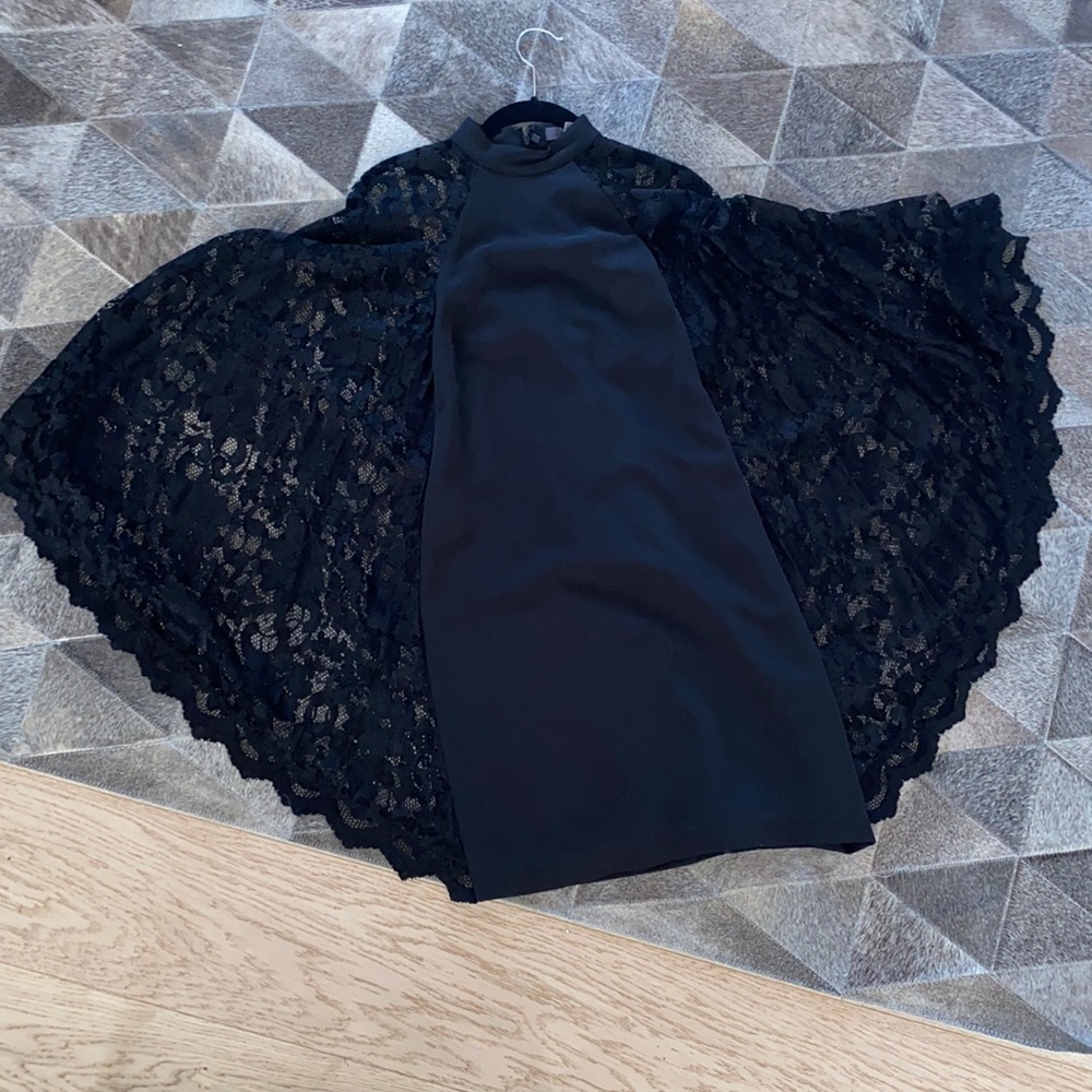 Black sheath with lace wings - size 2